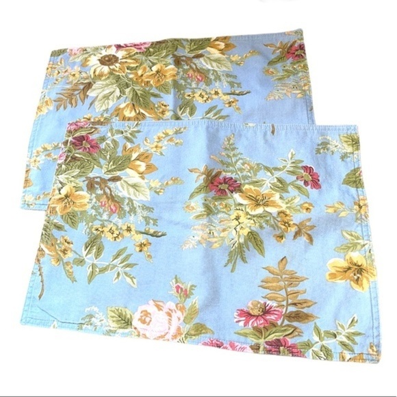 Denim look Floral placemats set of 2 - Picture 1 of 2